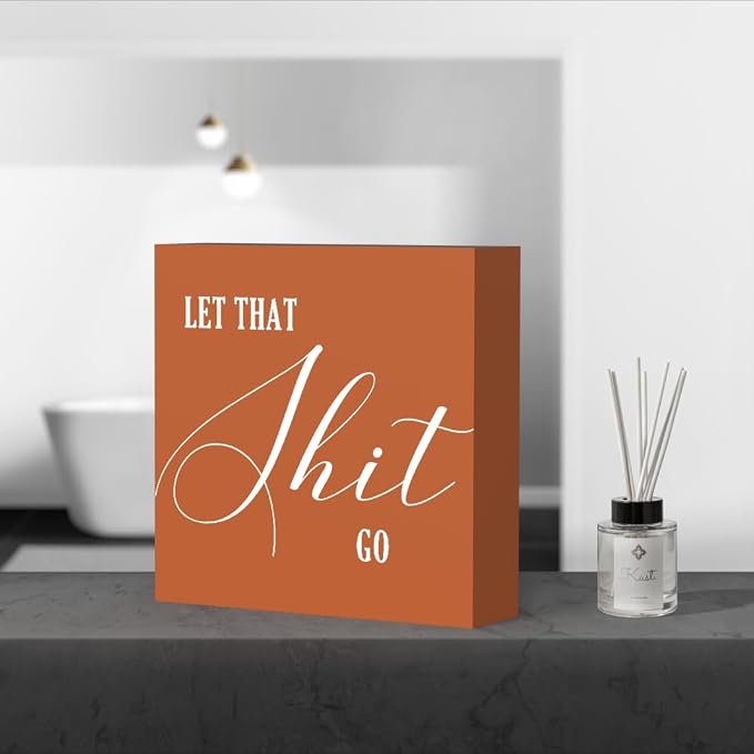 Funny Bathroom Sign, Humorous Farmhouse Shelf & Desktop Sign - Image 4