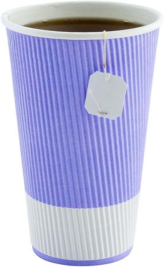 Restaurantware Ripple Wall Coffee Cups 25 Count 16 Ounce Insulated Light Purple - Image 7