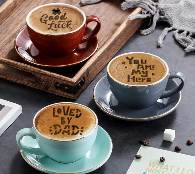 45 Coffee Stencils+2 Mesh Powder Shakers, Cake Baking Templates Coffee - Image 3