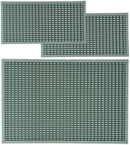 Rubber Bar Mat Bundle Sage Gray – 3-Piece Non-Slip Spill Mat Set by MARELUNNA