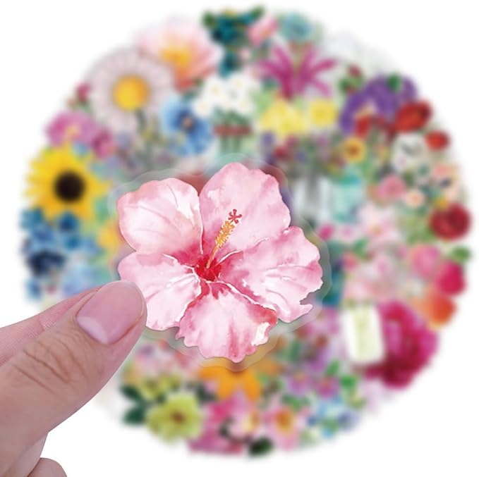 60Pcs Vintage Flower Stickers, Waterproof PET Floral Stickers - Image 2