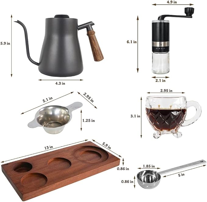SOTECH Pour Over Coffee Maker Set Chinese Tea Set Wooden Storage Tray Coffee - Image 6