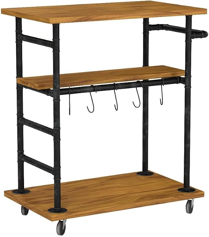 Industrial Portable Kitchen Island on Wheels, Bar Carts - Image 4