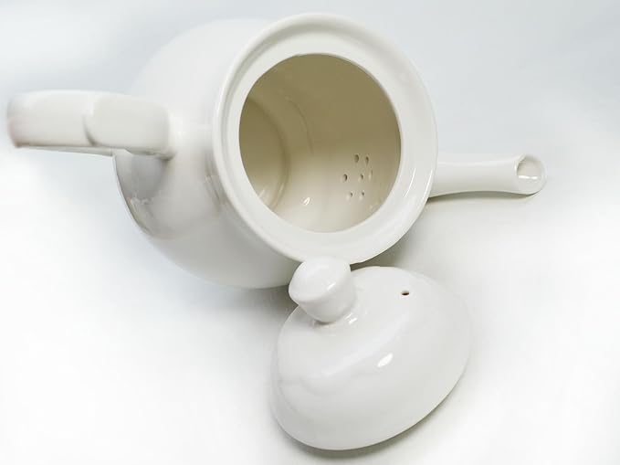 White Porcelain Teapot, Large Chinese Lotus Tea Pot Coffee Tea Water Pot - Image 5