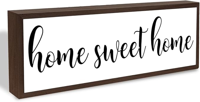 Home Sweet Home Sign, Rustic Framed Wood Sign, Wall Decoration by BQL