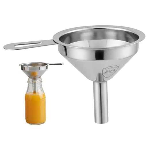 Small Funnel with Filter, 304 Stainless Steel Mini Funnel by Unknown