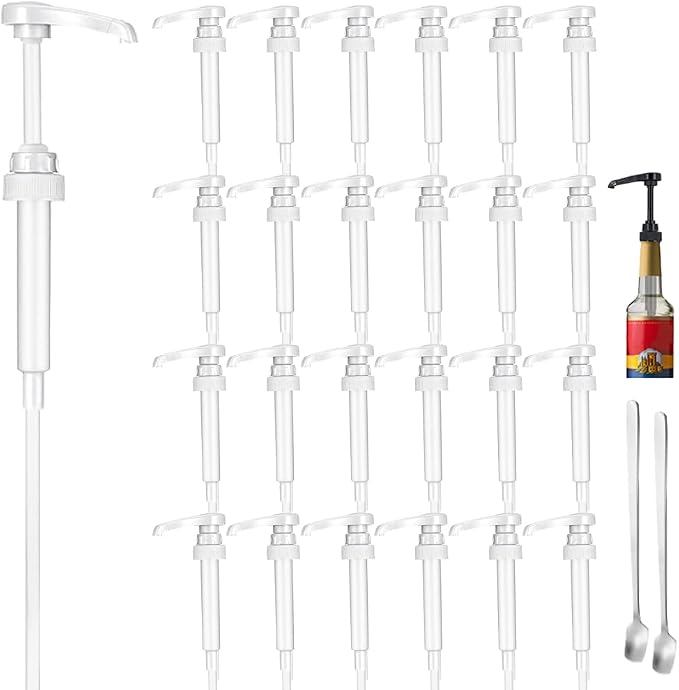 25 Pcs White Syrup Pump Dispenser, Compatible by DupakSYS