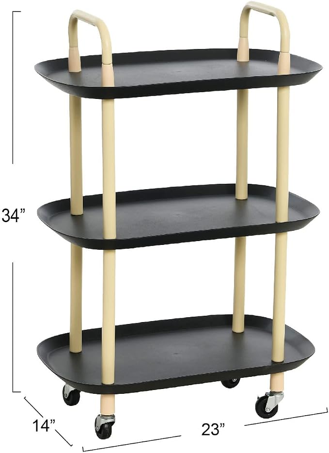 Main + Mesa Modern Plastic and Metal 3-Tier Trolley - Image 3