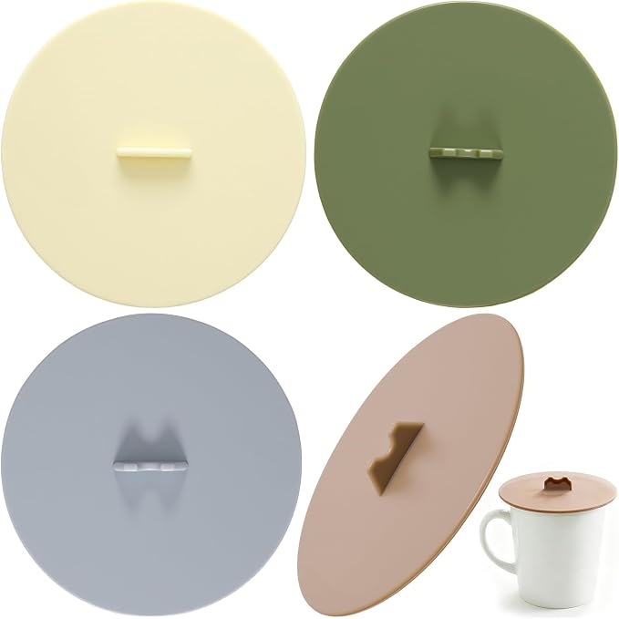 4pcs Silicone Cup Covers, Anti-Dust Reusable Silicone Lids Coffee Mug Cover by VARMDUKKE