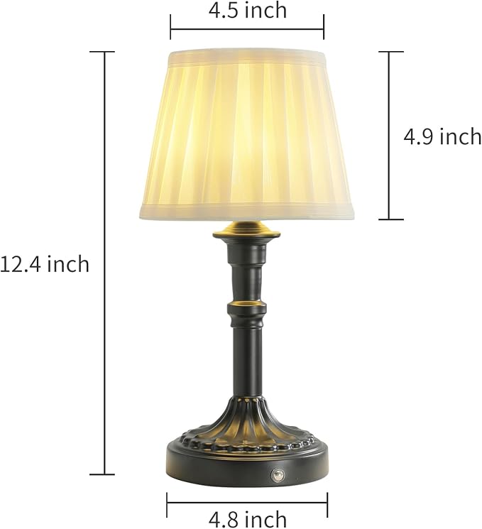 Cordless Table Lamp, Portable Fabric Shade LED Des Lamps, 5200mAh Battery - Image 3