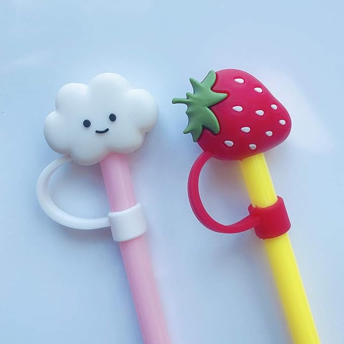 Silicone 2PCS Straw Tips Cover Reusable Drinking Straw Tips Lids/Plugs Anti-dust - Image 5