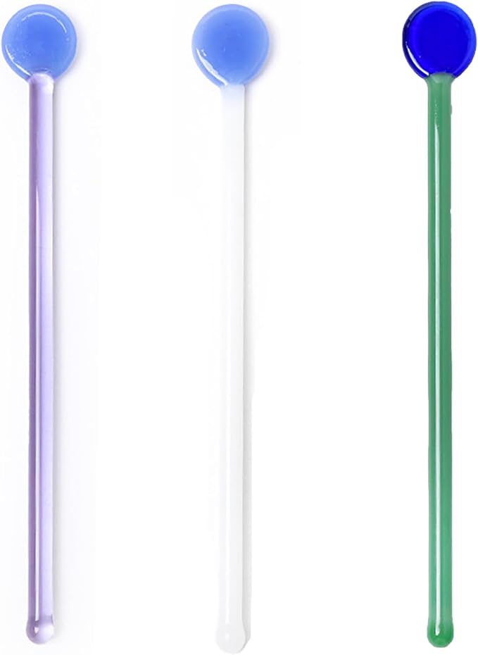 3 Pieces Glass Swizzle Sticks Cocktail Stirrers Clear Mixing Spoon Coffee Tea by TMXAOK