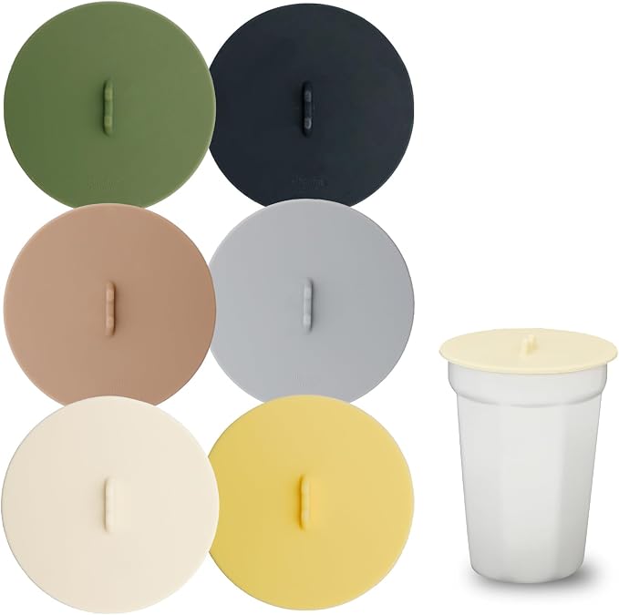 6Pcs Silicone Lids for Cups, Reusable Silicone Cup Covers, Colored Universal by Enodny