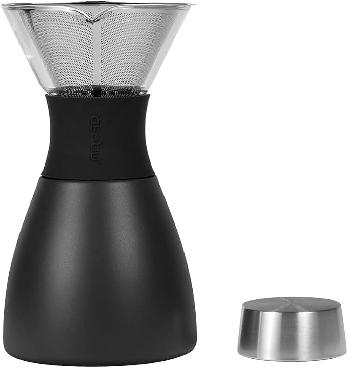 asobu Black Insulated Pour Over Coffee Maker Double-Wall Vacuum, - Image 4