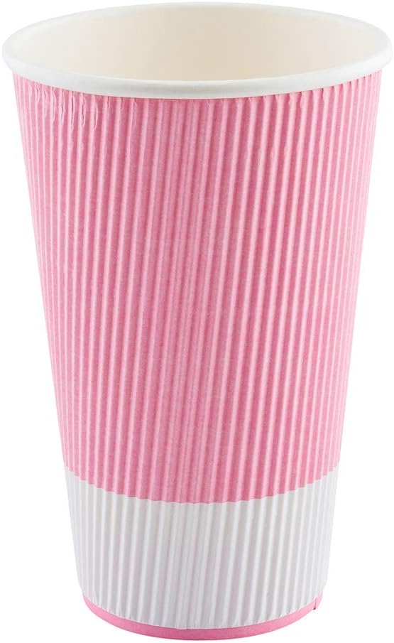 Restaurantware Ripple Wall Coffee Cups 25 Count 16 Ounce Insulated Light Pink - Image 7