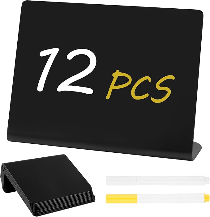 12 Pcs Mini Chalkboard Signs, Small Table Place Cards, Durable Chalk Board Signs by Mkobon