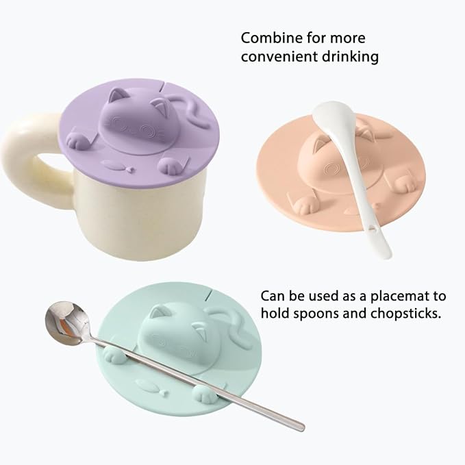Cute Cat Silicone Cup Covers & Tea Bag Holder, Food Grade Silicone Hot Beverage - Image 3