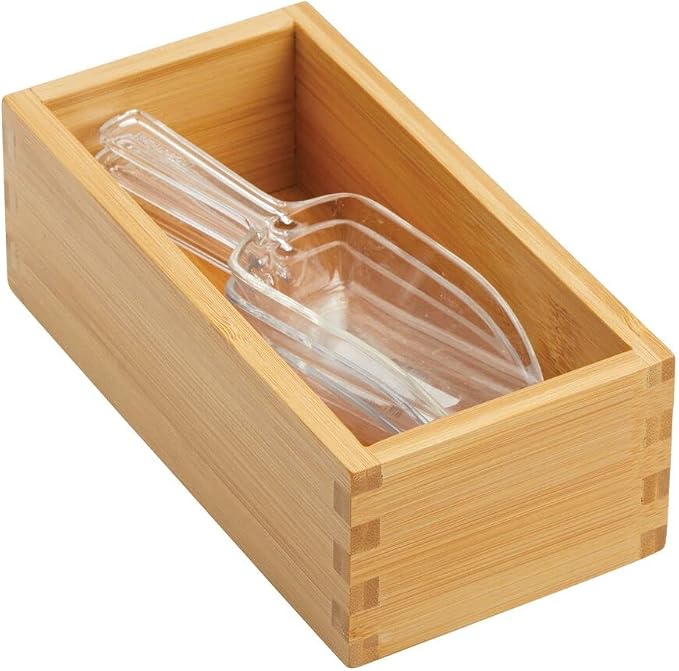 mDesign Bamboo Storage Bin Container, Drawer Organizer Crate Boxes - Image 7