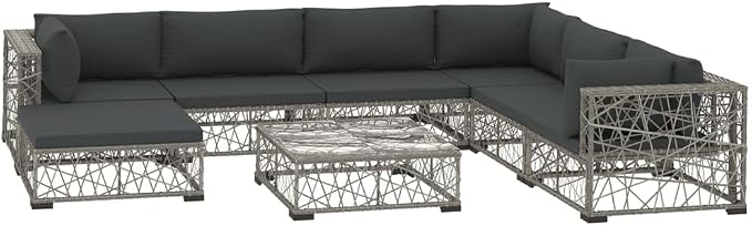 8 Piece Patio Lounge Set, Coffee Table and Footrest, Garden Seating by Unknown
