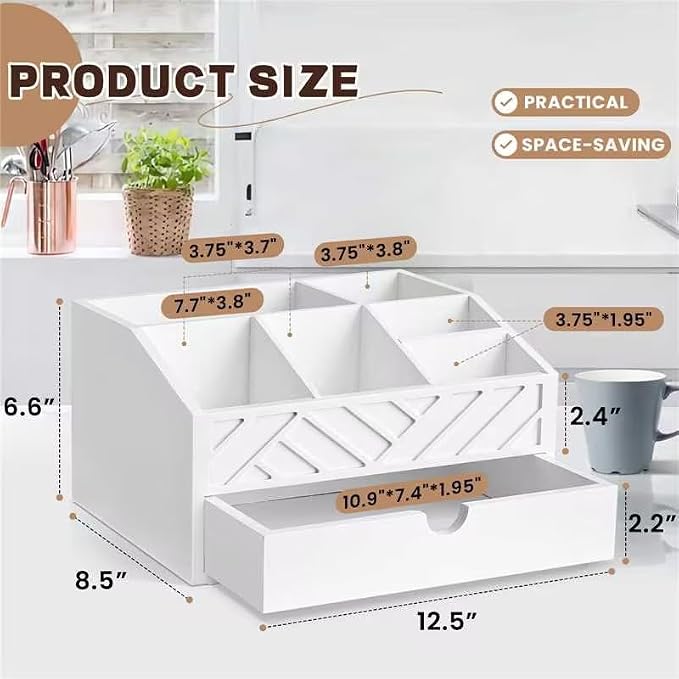 Coffee Bar Organizer with Drawer, Coffee Station Organizer - Image 3