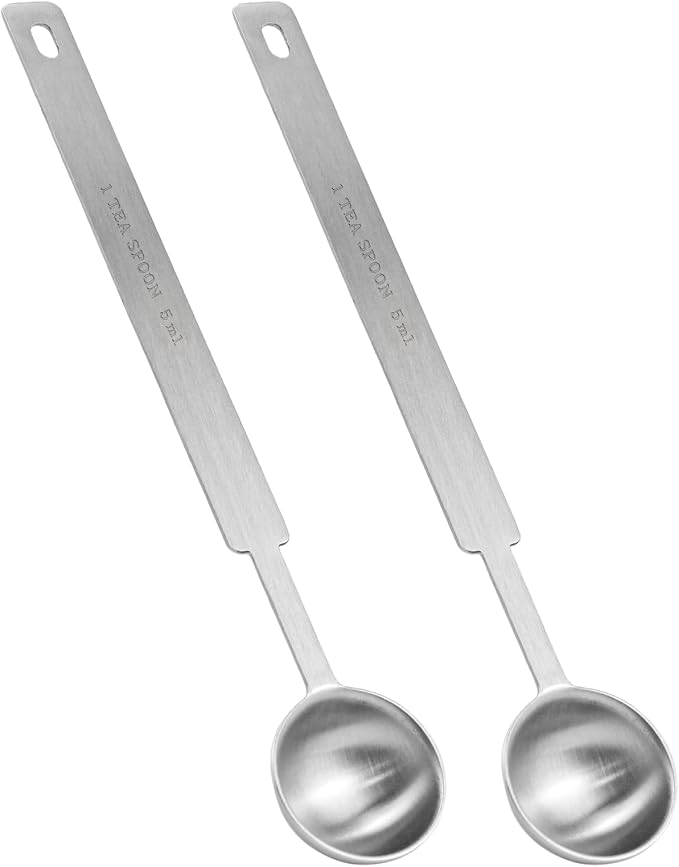 2pcs Teaspoons Measuring Spoon, 1 Teaspoon Stainless Steel Coffee Scoop Long by EMYVSVO