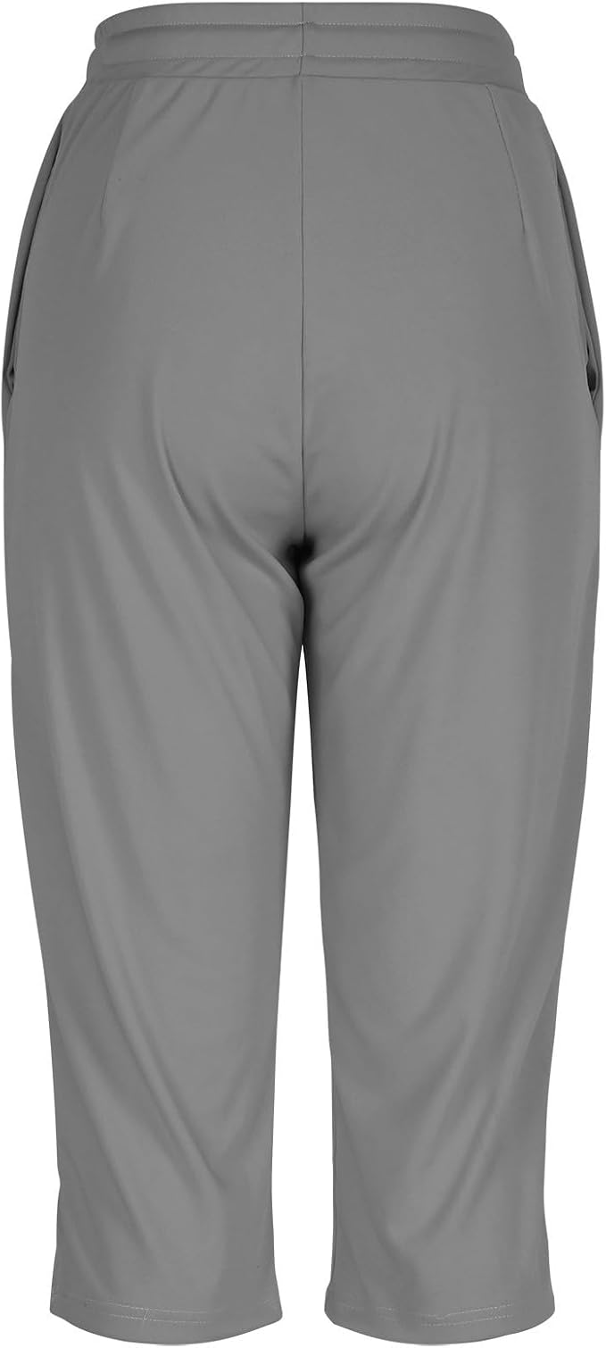 Capri Yoga Pants for Women Drawstring Elastic Waisted Trousers Summer Jogger - Image 5