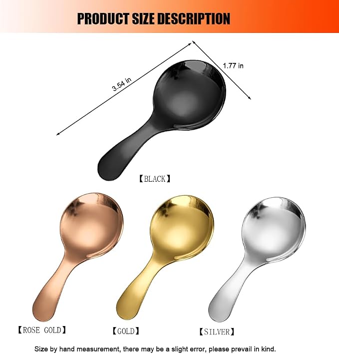 5PCS Short Handle Spoon, Stainless Steel Mini Spoons Thickened Small Round Spoon - Image 2