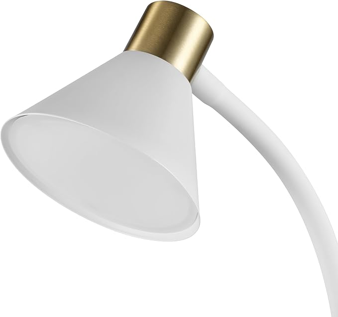 Globe Electric 62000035 15" LED Integrated Desk Lamp, Matte White, Brass Accent - Image 7