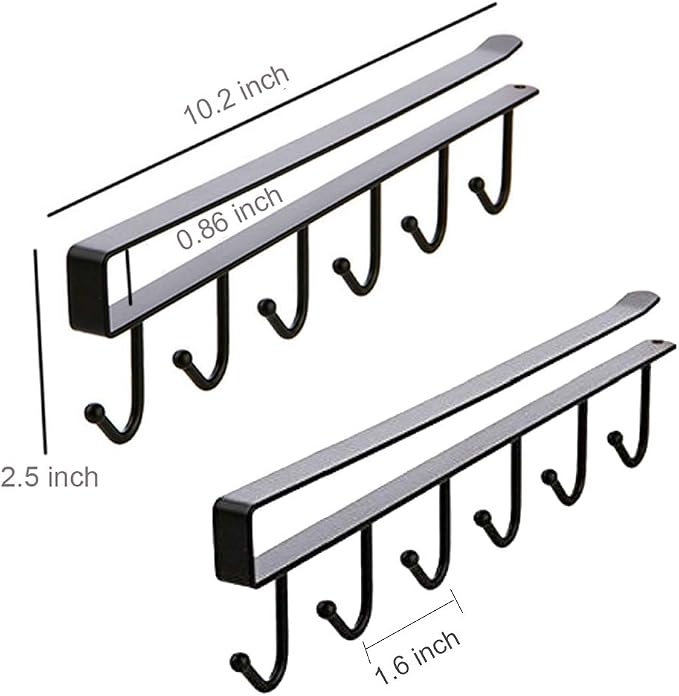 AliCH 2pcs Mug Hooks Under Cabinet Mug Holder Rack, Nail Free Adhesive Coffee - Image 7