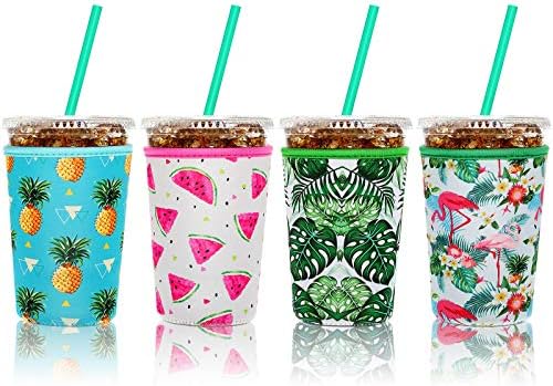 Patelai 4 Pieces Reusable Iced Coffee Sleeve Cup Insulator by Patelai