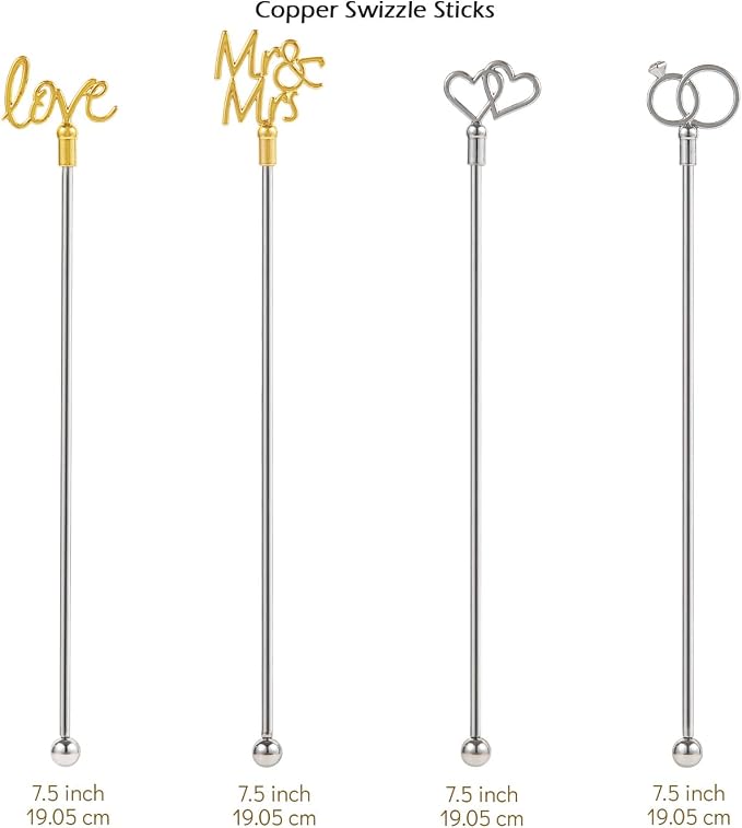 4Pcs Cocktail Stirrers Swizzle Sticks Stainless Steel 7.3" Coffee Stir Sticks - Image 2
