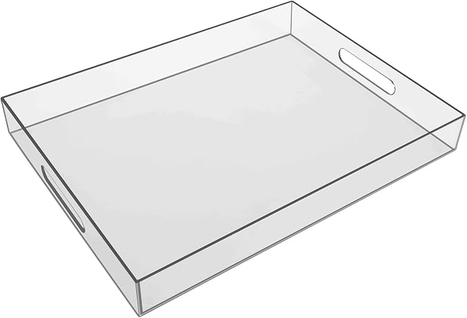 Sooyee Clear Acrylic Tray Decorative, Vanity Countertop, Large Ottoman Tray by Sooyee