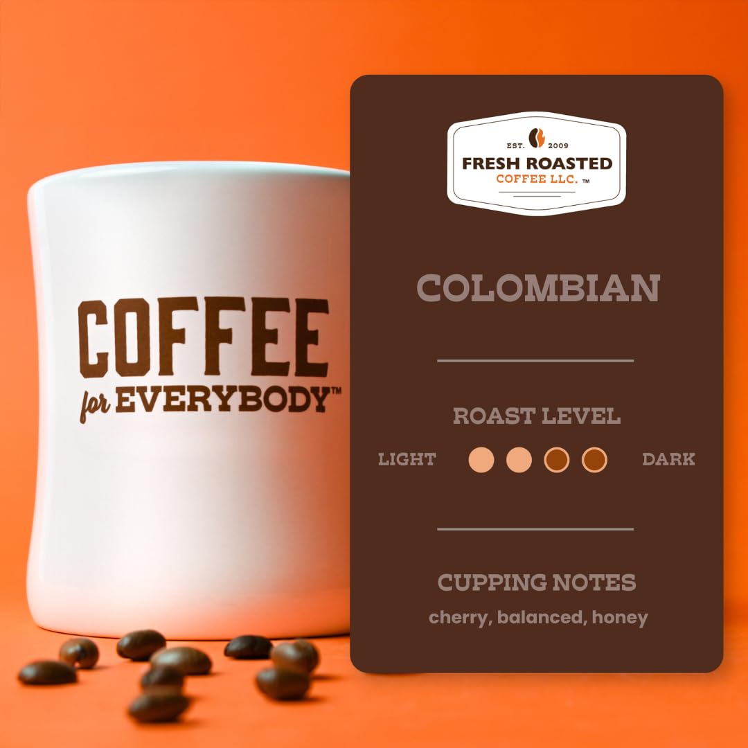 Fresh Roasted Coffee,100% Colombian, 5 lb (80 oz), Medium Roast, Kosher, Whole Bean