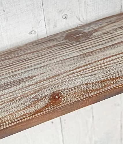 Industrial Wall Mounted Iron Floating Pipe Wood - Image 4
