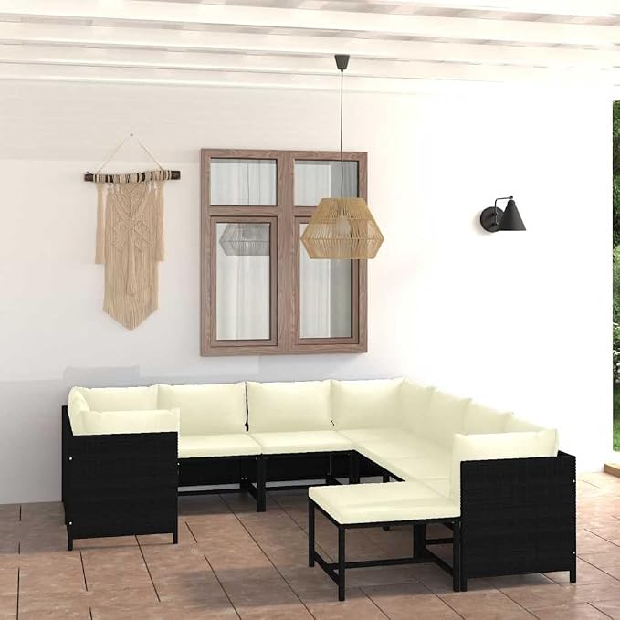 9 Piece Modular Garden Lounge Set, Outdoor Rattan Sectional Sofa - Image 2