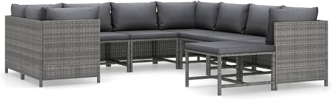 9-Piece Modular Garden Lounge Set, Sectional Outdoor Sofa by Unknown