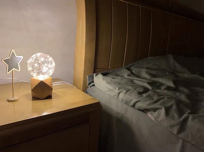 Small Wood Table Lamp Edison Bulb Dimmable Desk Lamp E26 60W Industrial Night - Image 4