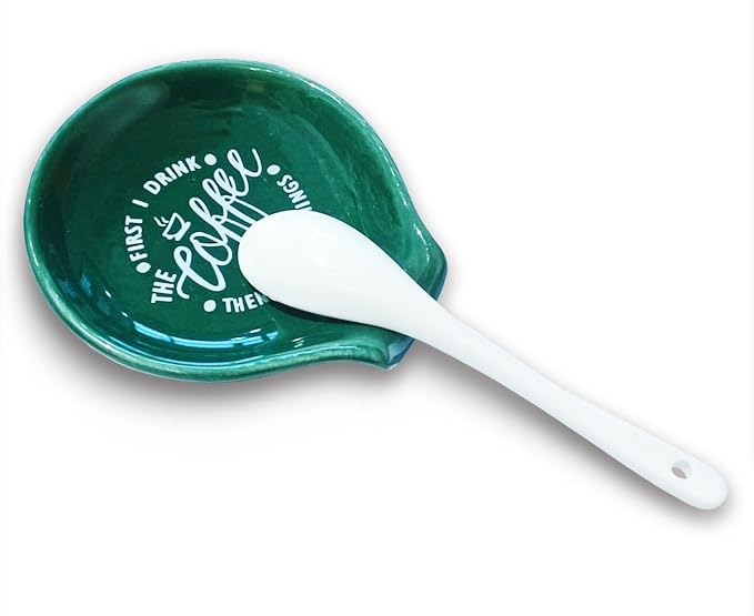 Funny Coffee Quote First I Drink The Coffee Then I Do The Things Ceramic Spoon - Image 3