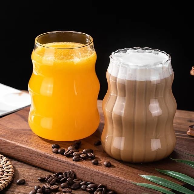 2 Pcs Ribbed Glass Cups, 18 Oz Vintage Drinking Glassware - Image 7