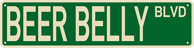 Vintage Tin Sign Beer Belly Blvd Sign Street Sign Retro Metal Sign by Unknown