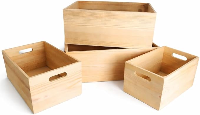 Oojami Unfinished Wooden Crates 4 Pack by Oojami