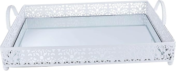 Efavormart 16"x12" Lace White Metal Decorative Serving Trays - Image 6