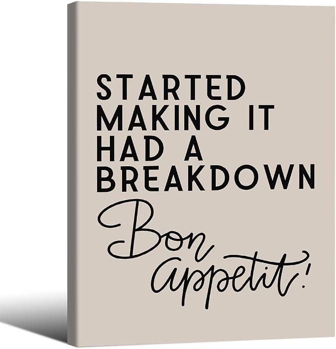 Wrapped Framed Funny Modern Kitchen Wall Art 16x20 inch Bon Appetit Quotes by Unknown