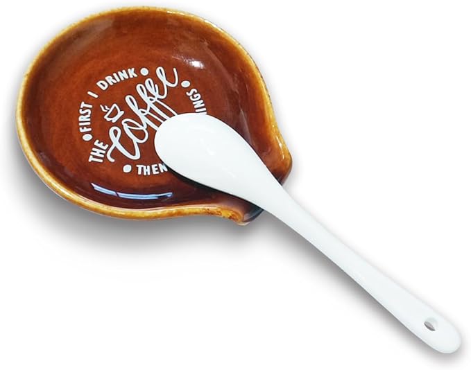Funny Coffee Quote First I Drink The Coffee Then I Do The Things Ceramic Spoon - Image 4