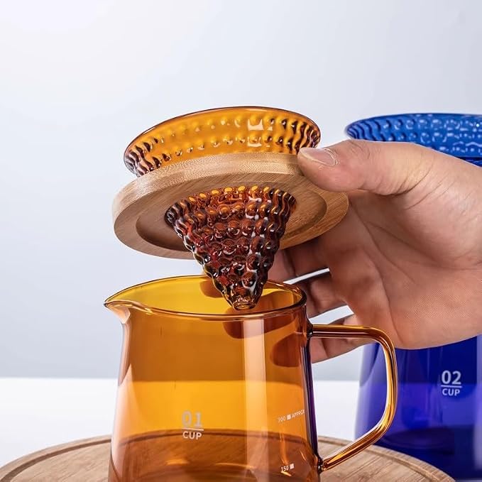 Glass Coffee Dripper, Pour Over Coffee Dripper, Glass Funnel Reusable Portable - Image 4
