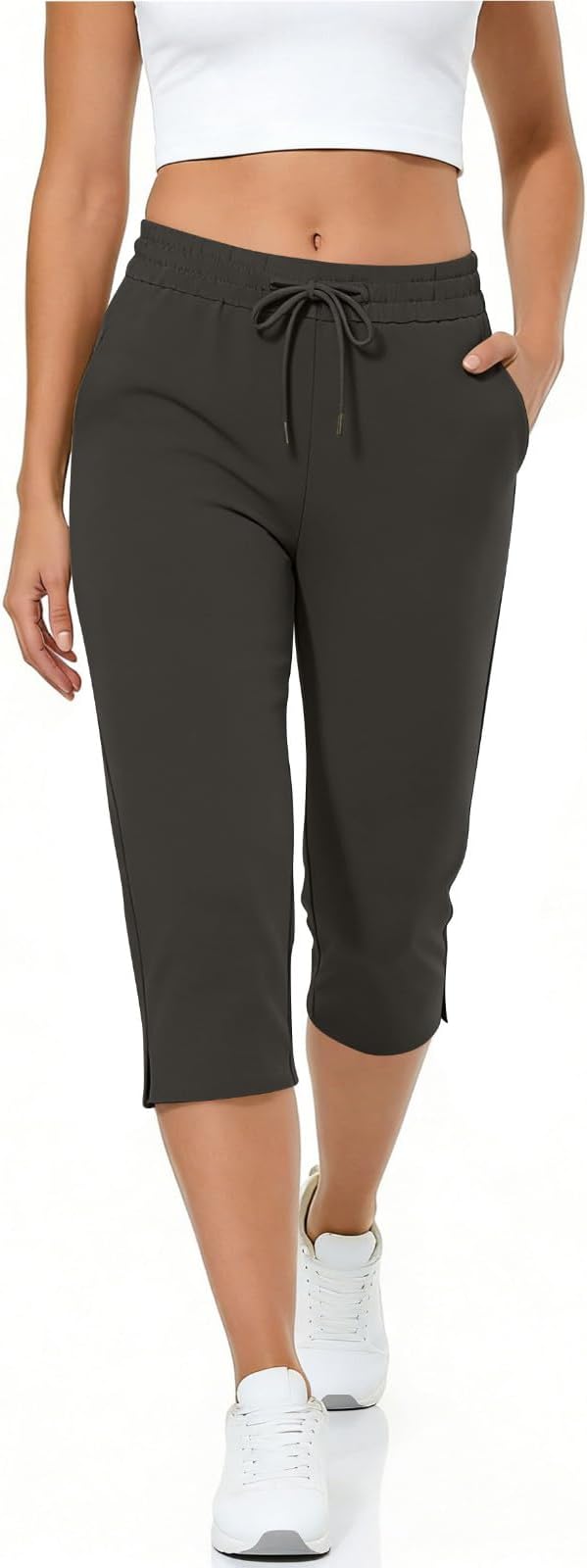 Capri Yoga Pants for Women Drawstring Elastic Waisted Trousers Summer Jogger - Image 8