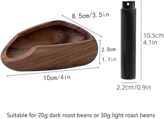 Walnut Wood Coffee Dosing Cup & RDT Spray Bottle Set | Espresso Coffee - Image 4