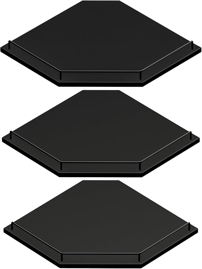 JJL Corner Shelf with Rails, 3-Tier Hexagon Floating Corner Shelf Wall Mounted by Unknown