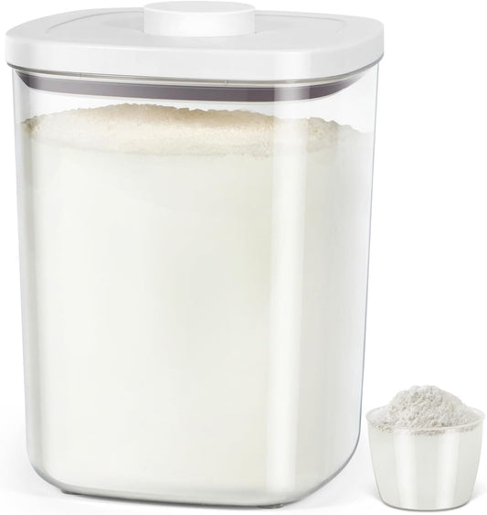Airtight Rice Container 25 Lbs, Clear PET Plastic Food Storage Container Bin For Flour Sugar, Dry Food Holder with Easy Locking Lid for Kitchen Pantry Organization and Storage