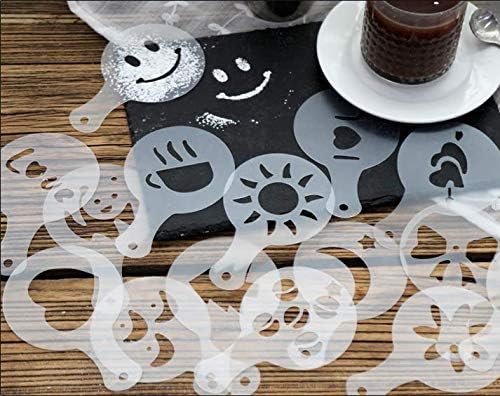 44 Coffee Stencils+2 Mesh Powder Shakers, Coffee Decoration Stencils Coffee Art - Image 5